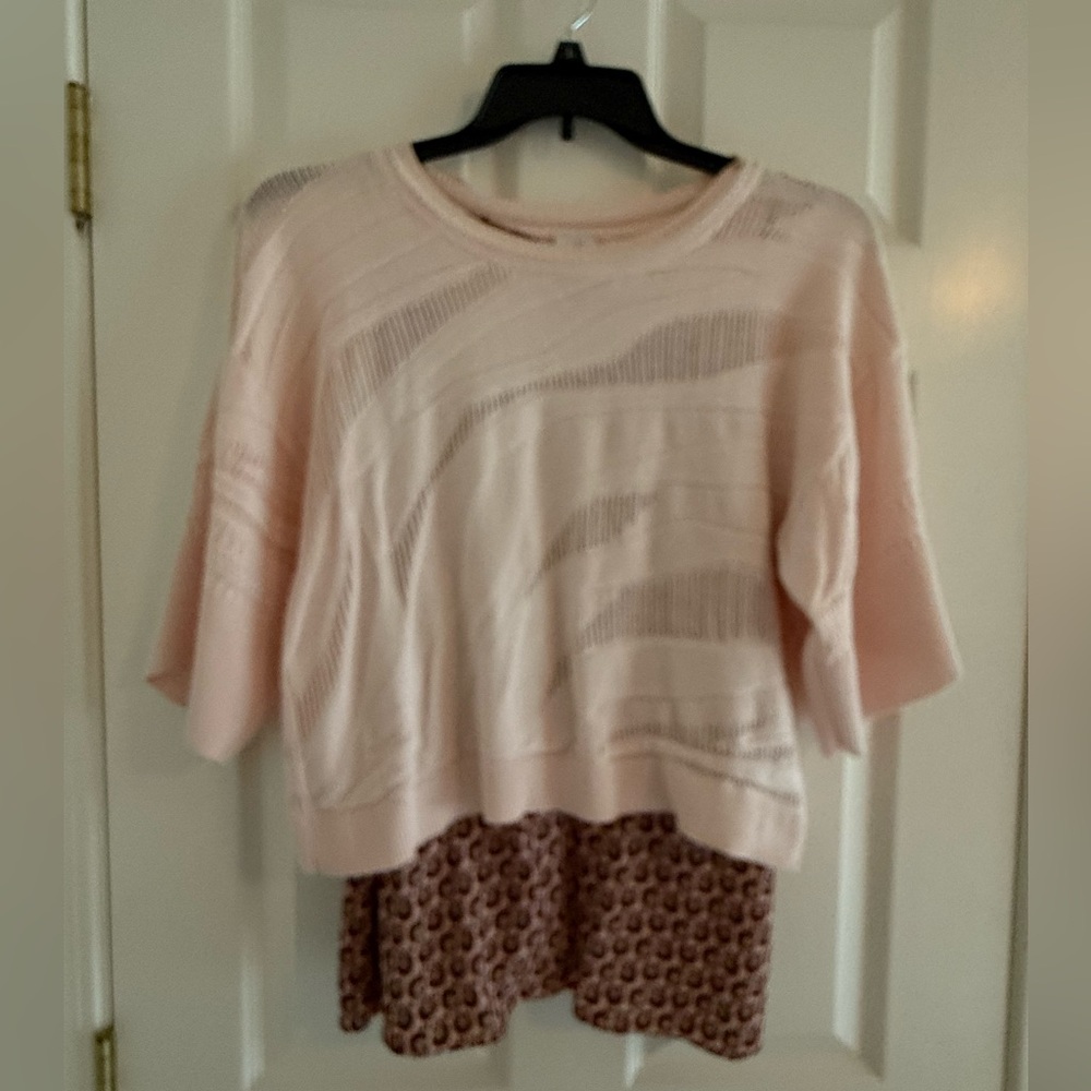CAbi Light Pink Knit Top with Floral Detail and a Cabi Tank layer included!